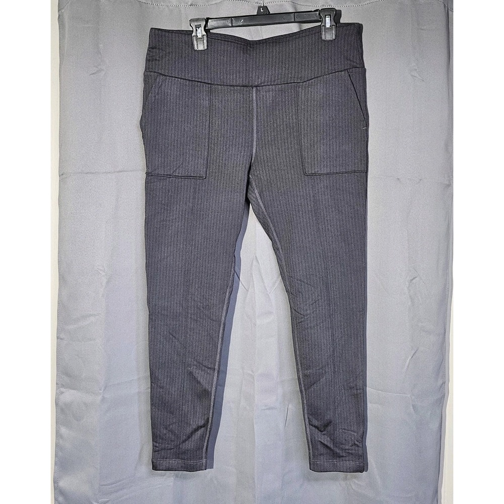 Mondetta Womens XL Herringbone Pull On Pants Gray Stretch Pockets Soft Lined